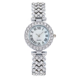 Luxury Women’s Rhinestone Quartz Watch with Diamond-Studded Dial & Bracelet, Shiny Quartz Movement Accurate Time Adjustable Strap Exquisite Electroplated Stainless Luxury Wrist Decoration Watch