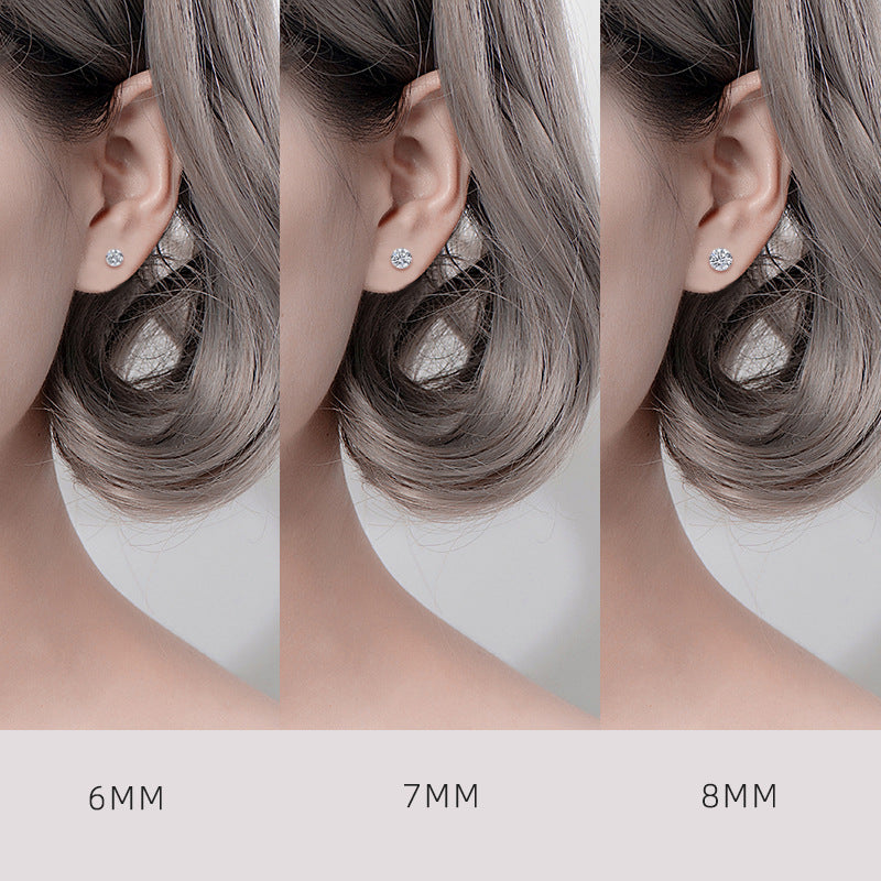 S999 Dazzling Minimalist CZ Stud Earrings, 2-8MM Cubic Zirconia Hypoallergenic Pure Sterling Silver Tiny Earrings for Sensitive Ears Daily - Fitiny
