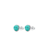 Geometric Turquoise Stud Earrings in Sterling Silver - Front View - FITINY Jewelry