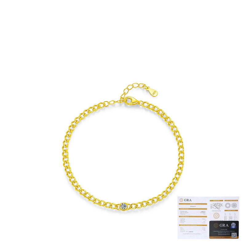 Geometric Moissanite Accent Bracelet in Sterling Silver – Mi - On Model View - FITINY