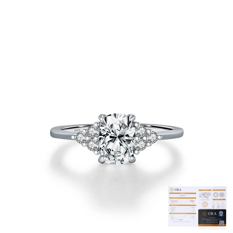 Geometric Moissanite Ring in Sterling Silver – Chanel-Inspir - On Model View - FITINY