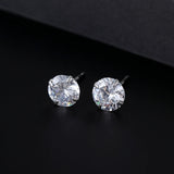 S999 Dazzling Minimalist CZ Stud Earrings, 2-8MM Cubic Zirconia Hypoallergenic Pure Sterling Silver Tiny Earrings for Sensitive Ears Daily - Fitiny