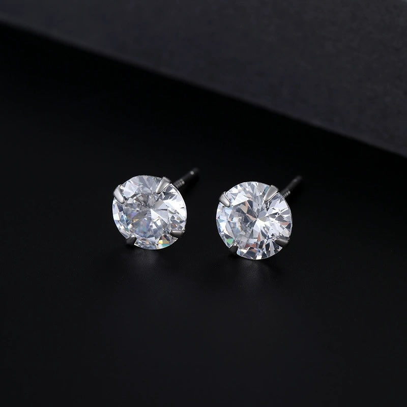 S999 Dazzling Minimalist CZ Stud Earrings, 2-8MM Cubic Zirconia Hypoallergenic Pure Sterling Silver Tiny Earrings for Sensitive Ears Daily - Fitiny