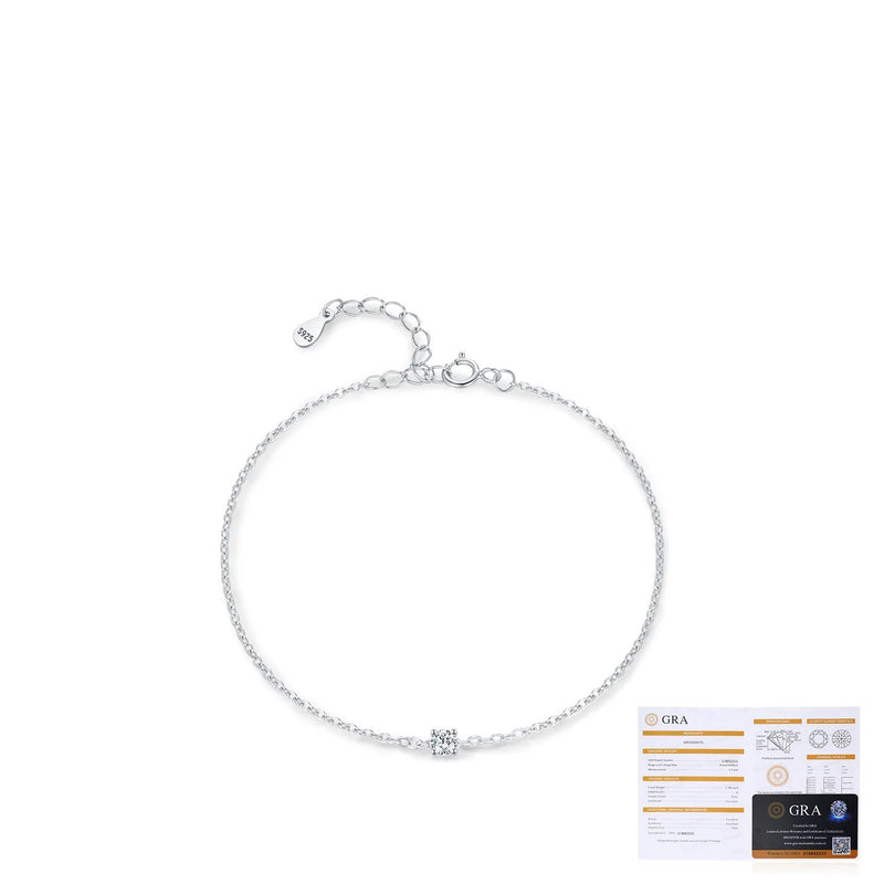 Geometric Moissanite Bracelet in Sterling Silver – Minimalis - On Model View - FITINY