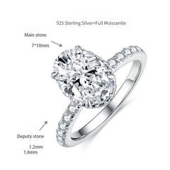 Oval Moissanite Ring – 2.5 Carat Brilliant Cut in Sterling Silver with 18K Gold Plating