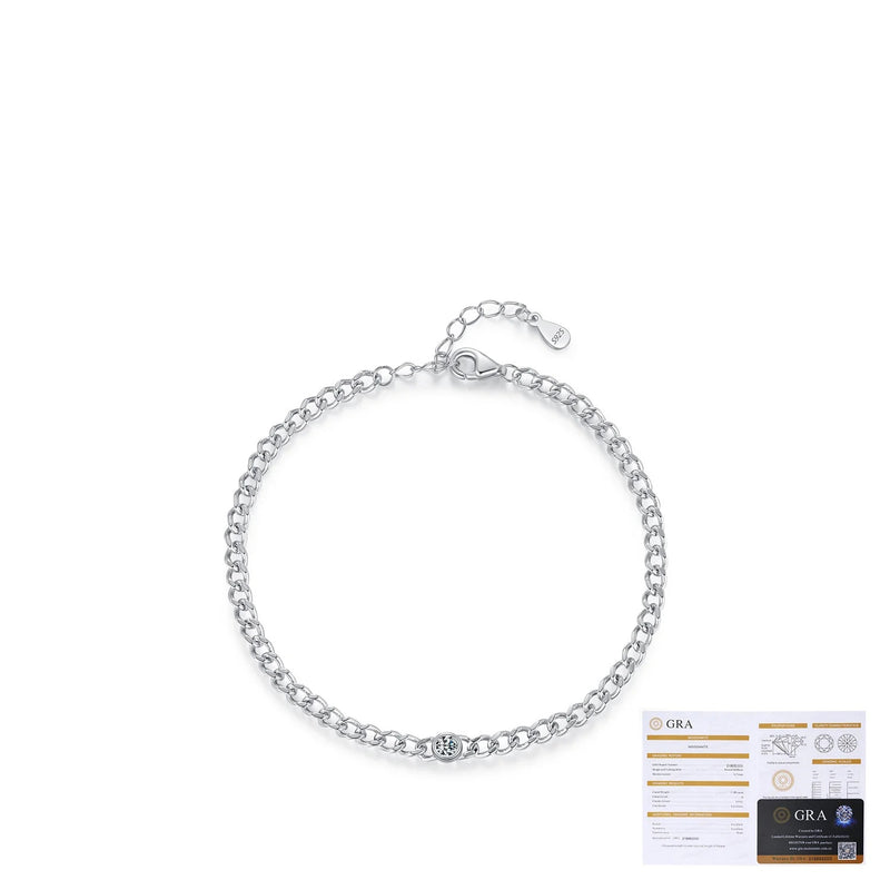 Geometric Moissanite Accent Bracelet in Sterling Silver – Mi - Detail View - FITINY Jewelry