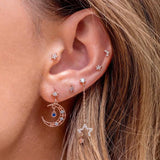 4 Pieces Whimsical Charm Links Earring Set, 18k Gold Hoop with Drops, S925 Needle, Stacked Lobe Designs with Dazzling Zirconia