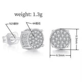 Iced Out CZ 18k Dazzling Stud Earrings, S925 Silver Post, 4 Style Options, Hip Hop Hypoallergenic 4A Cubic Zirconia Bling Studs for Men and Women - FITINY Jewelry