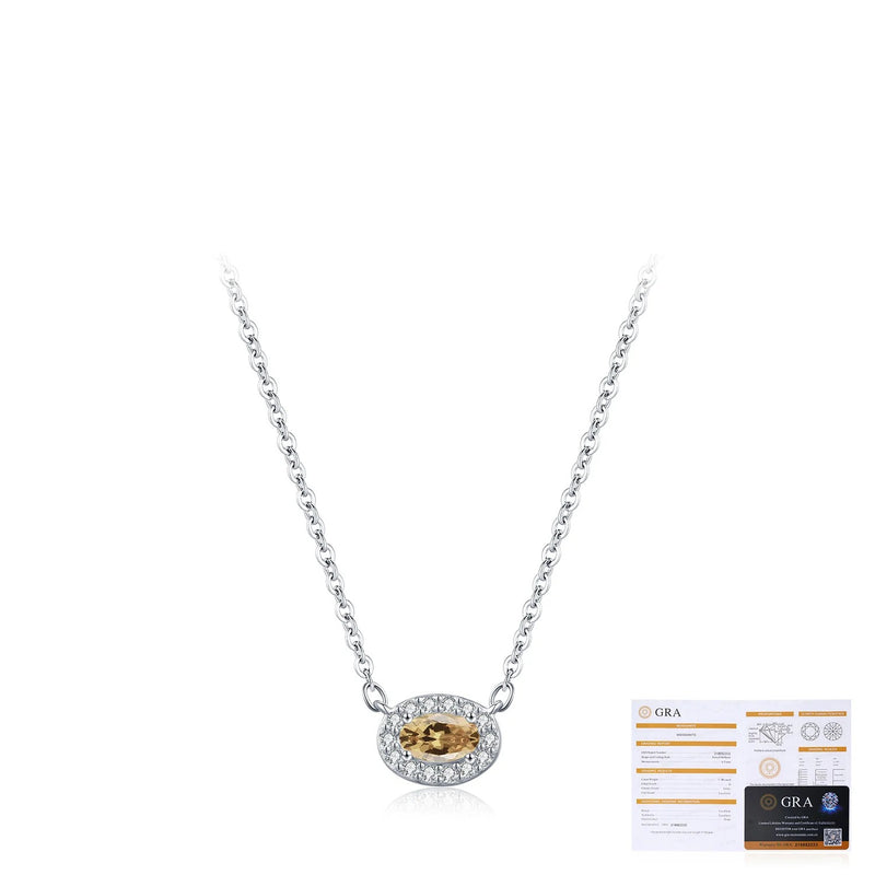 Champagne Moissanite Pendant Necklace in Sterling Silver – M - Detail View - FITINY Jewelry