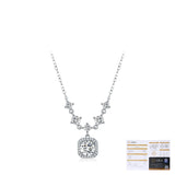 Geometric Square-Cut Moissanite Pendant Necklace in Sterling Silver – Old Money Style Clavicle Chain