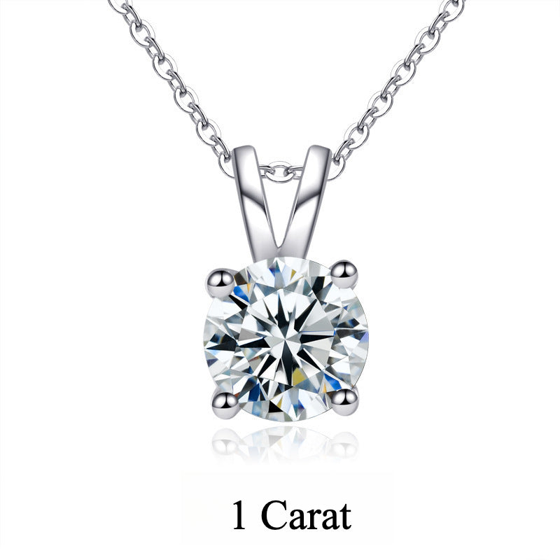 S925 Moissanite Classic Four-Prong Pendant, Minimalist Collarbone Chain Jewelry Pendant Necklace for Women