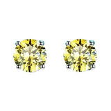 S925 Multicolor Moissanite 4-Prong Stud Earrings, 10 Color 0.5-3ct D-Grade VVS Certificate, Unisex Hypoallergenic Sterling Silver Gift - Fitiny