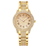 Luxury Women’s Rhinestone Quartz Watch with Diamond-Studded Dial & Bracelet, Elegant Analog Wristwatch for Ladies