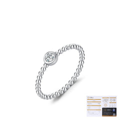 Round Moissanite Accent Ring in Sterling Silver – Minimalist - On Model View - FITINY