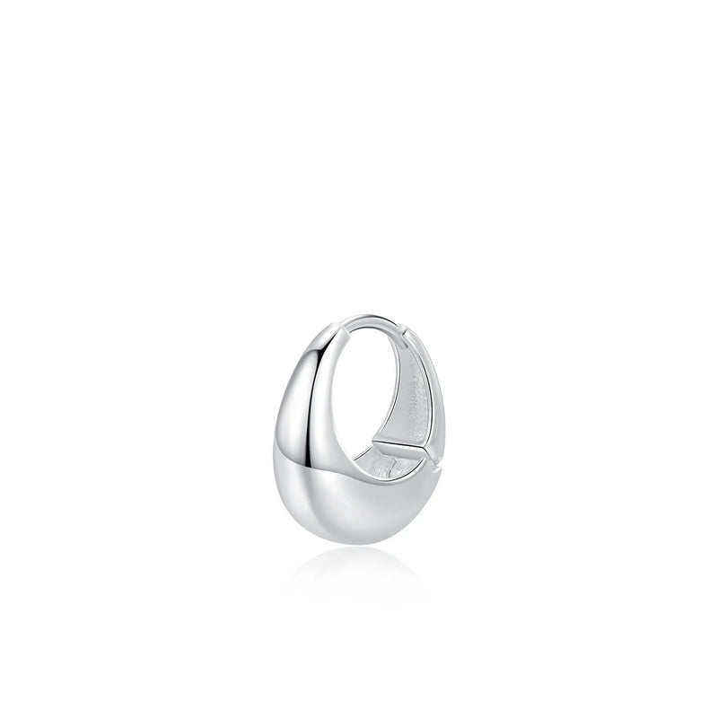 Minimalist Sterling Silver Hoop Earrings with Liquid Metal F - Detail View - FITINY Jewelry