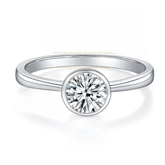 Geometric Round Moissanite Ring in Sterling Silver – 1 Carat - Front View - FITINY Jewelry