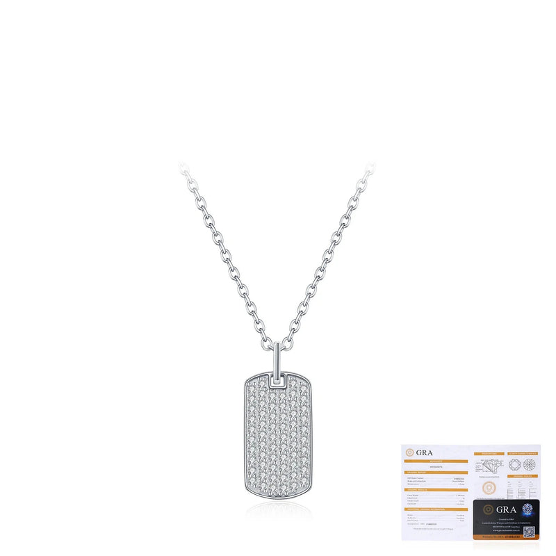 Geometric Square Pendant Necklace in Sterling Silver with Mo - Detail View - FITINY Jewelry