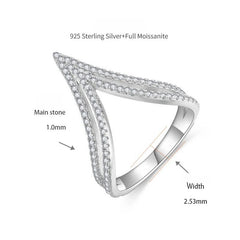 Double-V Openwork Moissanite Stack Ring in Sterling Silver w - Detail View - FITINY Jewelry