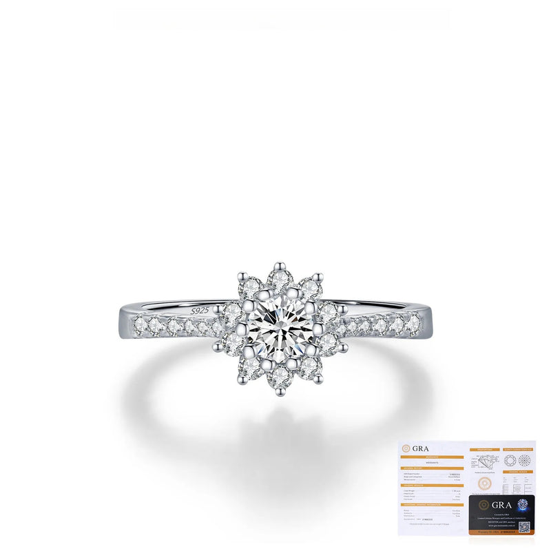 Geometric Halo Moissanite Ring in Sterling Silver – Statemen - Detail View - FITINY Jewelry