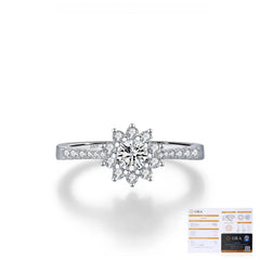 Geometric Halo Moissanite Ring in Sterling Silver – Statemen - Detail View - FITINY Jewelry