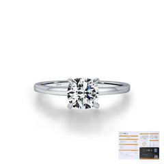 Classic Four-Prong Moissanite Solitaire Ring in Sterling Sil - Detail View - FITINY Jewelry