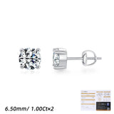 Round Moissanite Stud Earrings in Sterling Silver – Minimalist French-Inspired Design