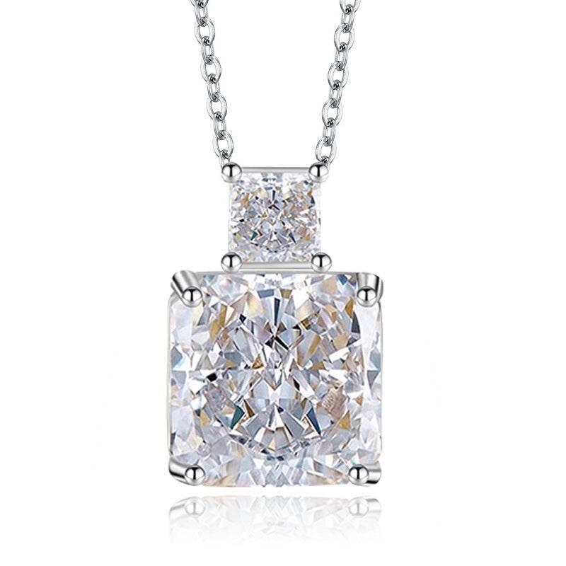 Multicolor Ice Flower Cut CZ Dual Cushion Pendant Necklace, 12*12mm 5A Cubic Zirconia, Dainty Luxe Pendant - FITINY Jewelry