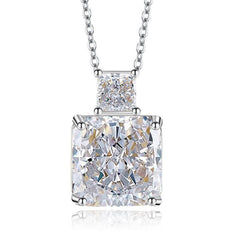 Multicolor Ice Flower Cut CZ Dual Cushion Pendant Necklace, 12*12mm 5A Cubic Zirconia, Dainty Luxe Pendant - FITINY Jewelry