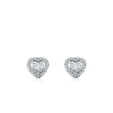 Sterling Silver Heart Stud Earrings with Micro-Pavé Zirconia