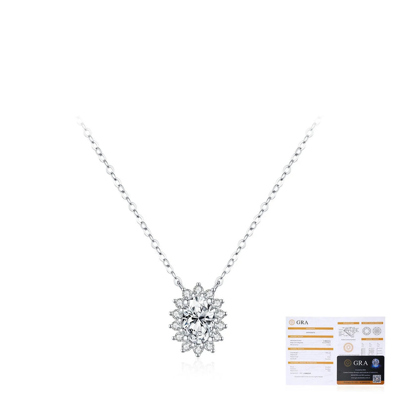 Floral Moissanite Pendant Necklace in Sterling Silver – Deli - Detail View - FITINY Jewelry