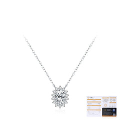 Floral Moissanite Pendant Necklace in Sterling Silver – Deli - Detail View - FITINY Jewelry