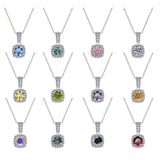 S925 Colorful Moissanite Pendant Necklace with Pavé-Set Halo & Hoop, 1ct D-Grade VVS1 Moissanite in 12 Dazzling Colors with GAR Certification, Sterling Silver Necklace