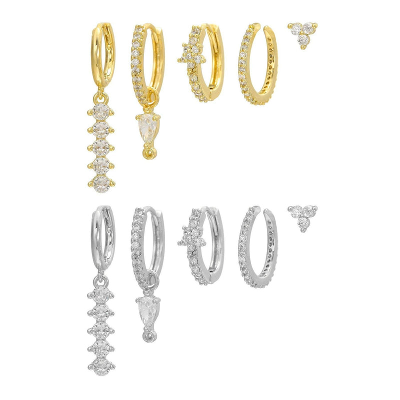 5 Pieces Simple Clover Single-Row Serrated Ear Cuff Earring  - Front View - FITINY Jewelry
