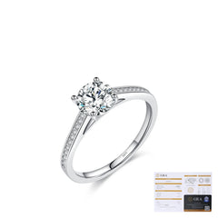 Geometric Moissanite Ring in Sterling Silver – Modern Minima - On Model View - FITINY