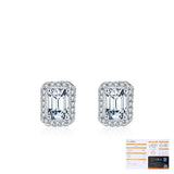Emerald-Cut Moissanite Stud Earrings in Sterling Silver - Detail View - FITINY Jewelry