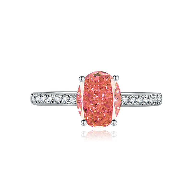 Multicolor Ice Flower Cut Oval CZ Adjustable Ring, Pave Band, 7*9mm 5A Cubic Zirconia, 6 Color Options, Dainty Luxe