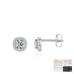 Geometric Moissanite Stud Earrings in Sterling Silver - Detail View - FITINY Jewelry