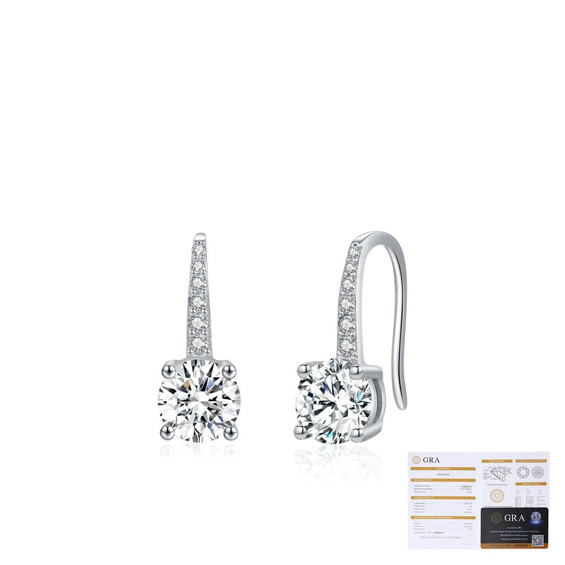 Round Moissanite Stud Earrings in Sterling Silver – Elegant  - On Model View - FITINY