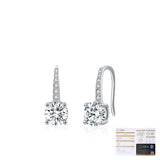 Round Moissanite Stud Earrings in Sterling Silver – Elegant Four-Prong Geometric Design