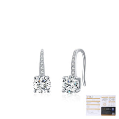 Round Moissanite Stud Earrings in Sterling Silver – Elegant  - On Model View - FITINY