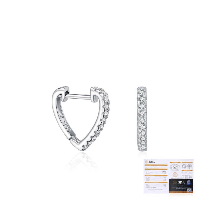 Heart-Shaped Moissanite Accent Earrings in Sterling Silver - Detail View - FITINY Jewelry