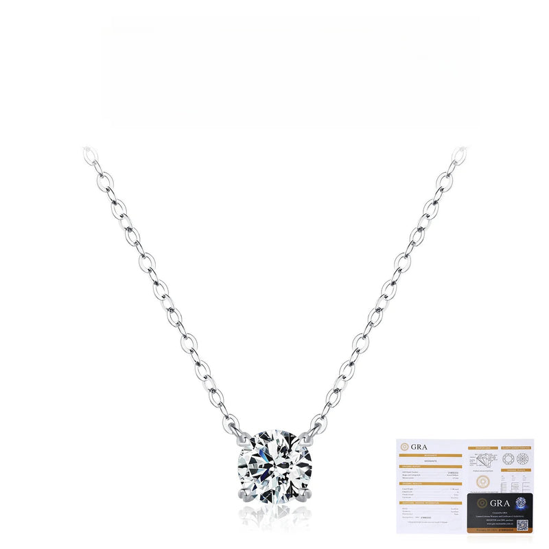 Geometric Moissanite Pendant Necklace in Sterling Silver – D - On Model View - FITINY