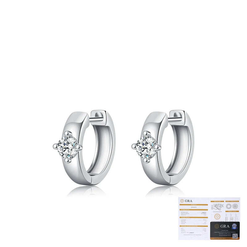 U-Shaped Moissanite Stud Earrings in Sterling Silver - On Model View - FITINY