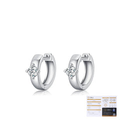 U-Shaped Moissanite Stud Earrings in Sterling Silver - On Model View - FITINY
