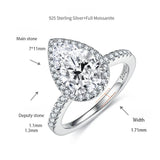 FITINY D-Color Teardrop Moissanite Ring in Sterling Silver with 18K Gold Plating – 7x11mm Brilliant Cut