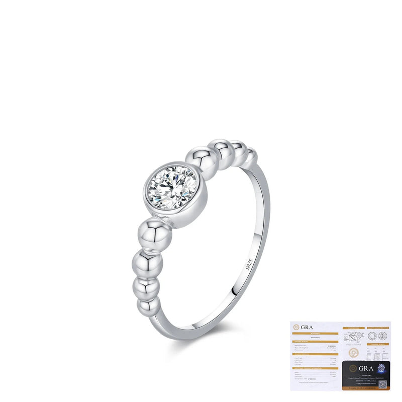 Geometric Bubble Ring with Round Moissanite Stones in Sterli - Detail View - FITINY Jewelry