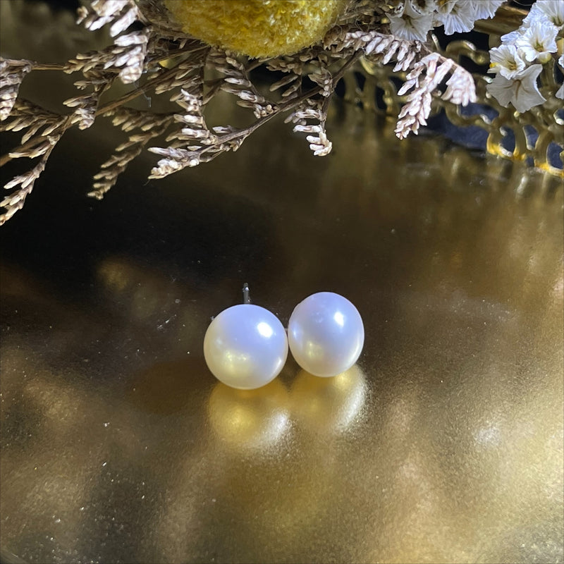 Natural Freshwater Pearl Stud Earrings, 5A No Blemish, S925 Sterling Silver, Hypoallergenic High Luster Jewelry Gift for Her - Fitiny