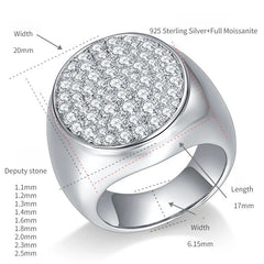 Men's White Gold-Tone Hip Hop Ring with Full Diamond-Like Mo - Detail View - FITINY Jewelry
