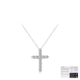 Sterling Silver Cross Pendant Necklace with Moissanite Accents – Delicate Clavicle Chain