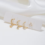 4 Pieces Geometric Zircon Stud Earring Set, 18k Gold Plated Ear Studs and Drops, Trendy Sweet Cool Earrings, S925 Needle, Stacked Lobe Designs with Dazzling Zirconia